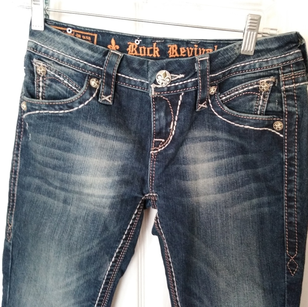 Rock Revival 25 Leah Easy Boot Cut Dark Wash Jeans